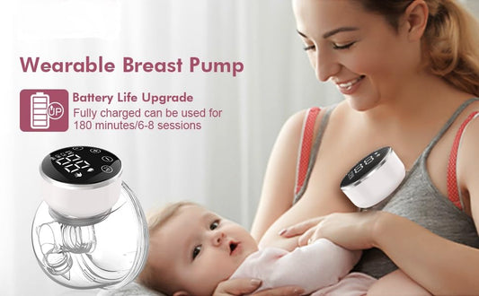 Hands-Free Wearable Breast Pump for Breastfeeding - Painless Massage, 3 Modes & 9 Levels with Adjustable Suction for Nursing Mothers Fully Automatic