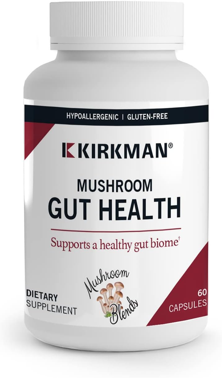 Kirkman - Mushroom Gut Health - 60 Capsules - Supports Gut Health - Aids Immune Health - Hypoallergenic