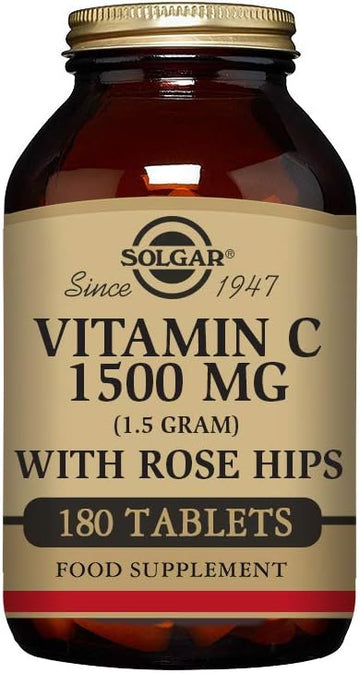 Solgar Vitamin C 1500 Mg With Rose Hips, 180 Tablets - Antioxidant & Immune Support - Overall Health - Supports Healthy Skin & Joints - Non Gmo, Vegan Gluten Free, Dairy Free, Kosher - 180 Servings