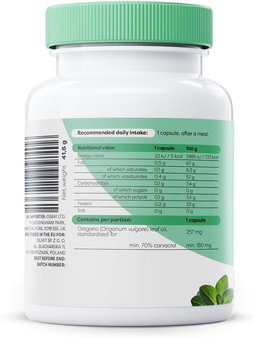 Osavi Oregano Oil – 60 Enteric Softgels | Standardized For 70% Carvacrol | Enteric Capsules To Prevent Stomach Irritation