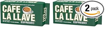 Café La Llave Espresso 100% Pure Coffee, Dark Roast Espresso, 16 Ounce Brick (Pack Of 2)