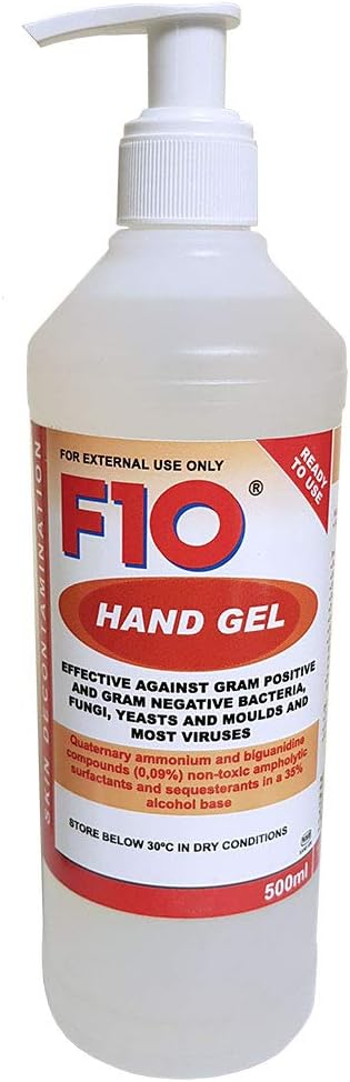 F10 Hand Gel with Pump-500ml-Safe/Non Irritant/Veterinary use & Zoos/Alcohol Free :Pet Supplies
