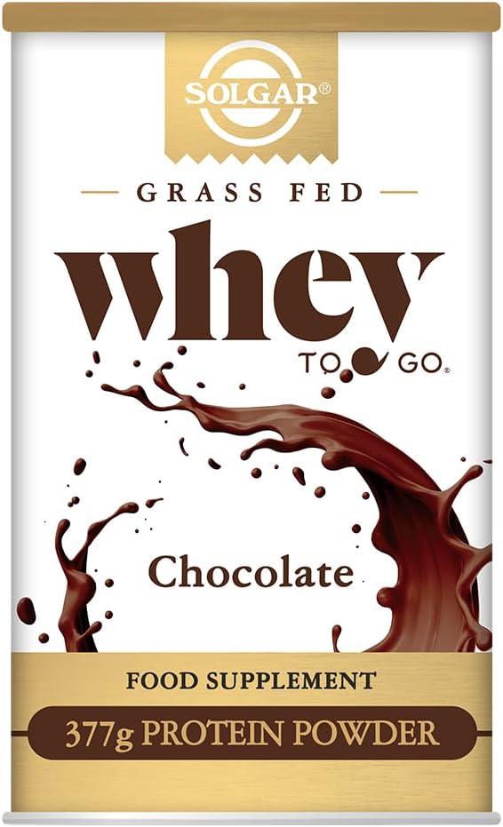 Solgar Grass Fed Whey to Go Protein Powder Chocolate, 13.2 oz - 20g of