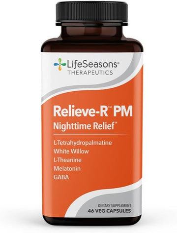 LifeSeasons - Relieve-R PM - Eases Nighttime Aches & Discomfort - Relaxes Muscles - Calms The Nervous System - Supports Natural Sleep Cycles & Non Habit Forming - 46 Capsules