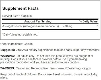 Swanson Astragalus Root - Herbal Supplement Promoting Immune System Support - Natural Formula Supporting Heart '&' Liver Health - (100 Capsules, 470Mg Each)