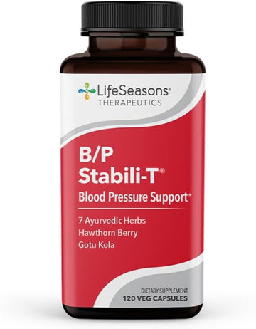 LifeSeasons B/P Stabili-T - Blood Pressure Support - Vitamin Supplement for Healthy Heart & Blood Circulation - Ashwagandha, Arjuna, Gotu Kola & Hawthorn Berry - 120 Capsules