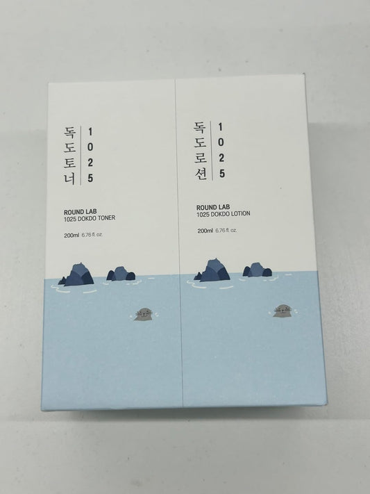 Round Lab 1025 Dokdo Toner + Dokdo Lotion | Exfoliating Dead Skin Cells Without Irritation, Hydrating, Watery Type Toner, Lotion (6.76Fl.Oz)