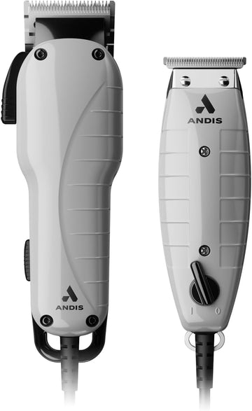 Andis Professional Barber Combo Hair Clipper And Trimmer 17 Piece Set, 66615, Grey