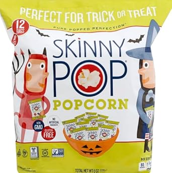 Skinnypop Original Popcorn, Gluten Free, Non-Gmo, Healthy Snacks, Halloween Trick Or Treat Bags, 0.5 Oz Individual Size Bags (Pack Of 12)