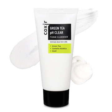 Coxir Greentea Ph Clear Foam Cleanser 5.07 Fl Oz L Low Ph Formula Facial Washes With Gentle Exfoliating L Deep Cleanses Pores And Remove Dead Skin Cells On Skin