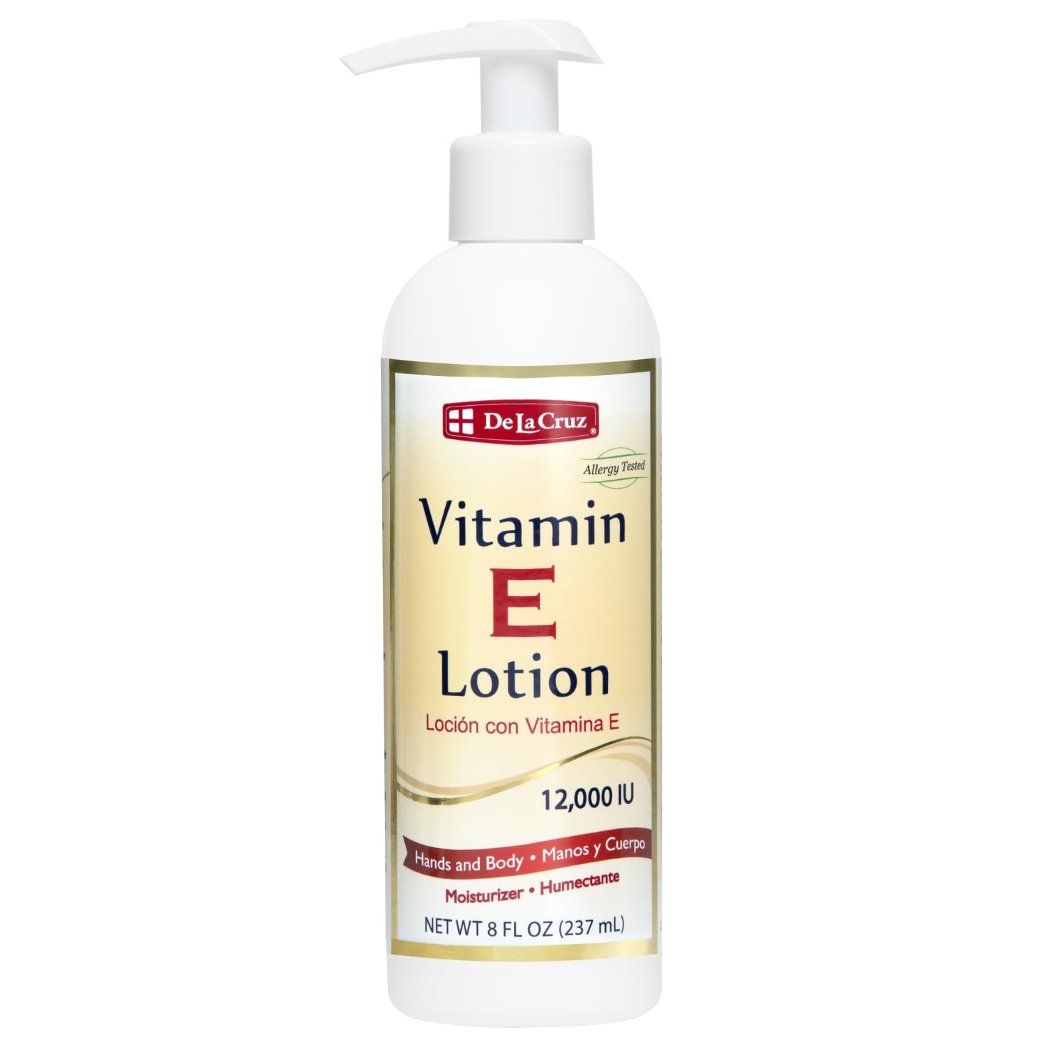 De La Cruz Vitamin E Lotion For Dry Skin With 12,000 Iu - Moisturizing Body Lotion For All Skin Types - Made In Usa, 8 Fl Oz