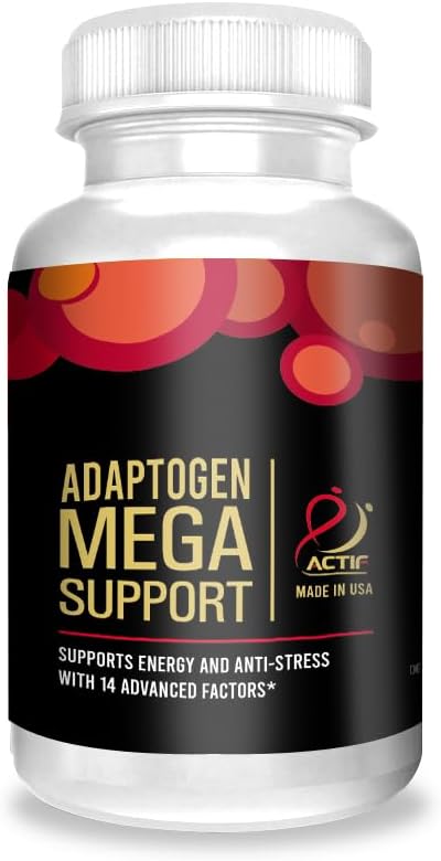 Actif Adaptogen Mega Support With 14 Advanced Factors For Energy, Clarity And Daily Functions – Non-Gmo, Fast-Acting, Made In Usa, 60 Count