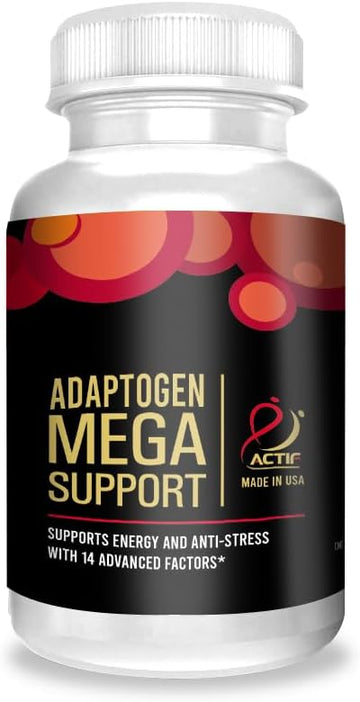 Actif Adaptogen Mega Support With 14 Advanced Factors For Energy, Clarity And Daily Functions – Non-Gmo, Fast-Acting, Made In Usa, 60 Count