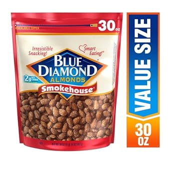 Blue Diamond Almonds, Smokehouse Flavored Value Pantry Bag Snack Nuts Perfect For On-The-Go, Lunch, Healthy Snacking In A Resealable Bag, 30 Oz