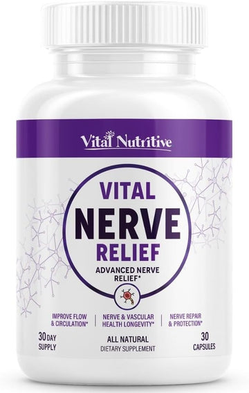 Vital Nerve Relief Supplement For Tingling & Discomfort – Alpha Lipoic Acid, Magnesium, Coq10 – Vegan, Non-Gmo, Gluten-Free, Sugar-Free, Dairy-Free – 30 Days Supply