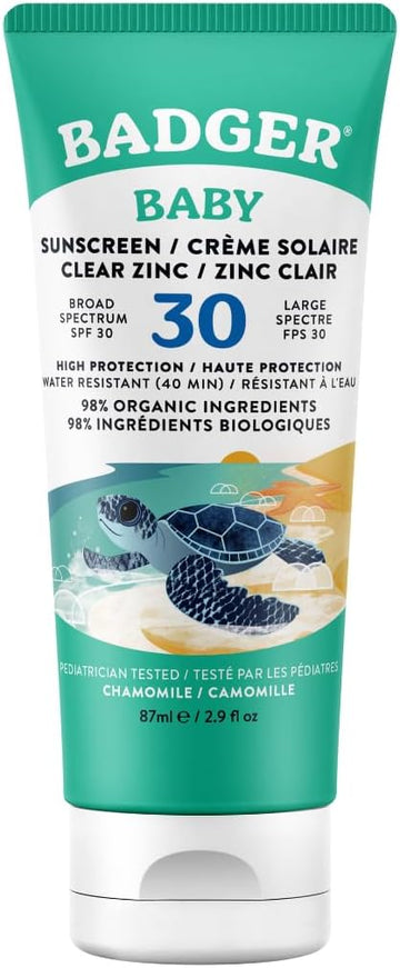 Badger Baby Sunscreen Cream Spf30 | Broad Spectrum & Water Resistant | Protects From Uv Rays (87Ml)