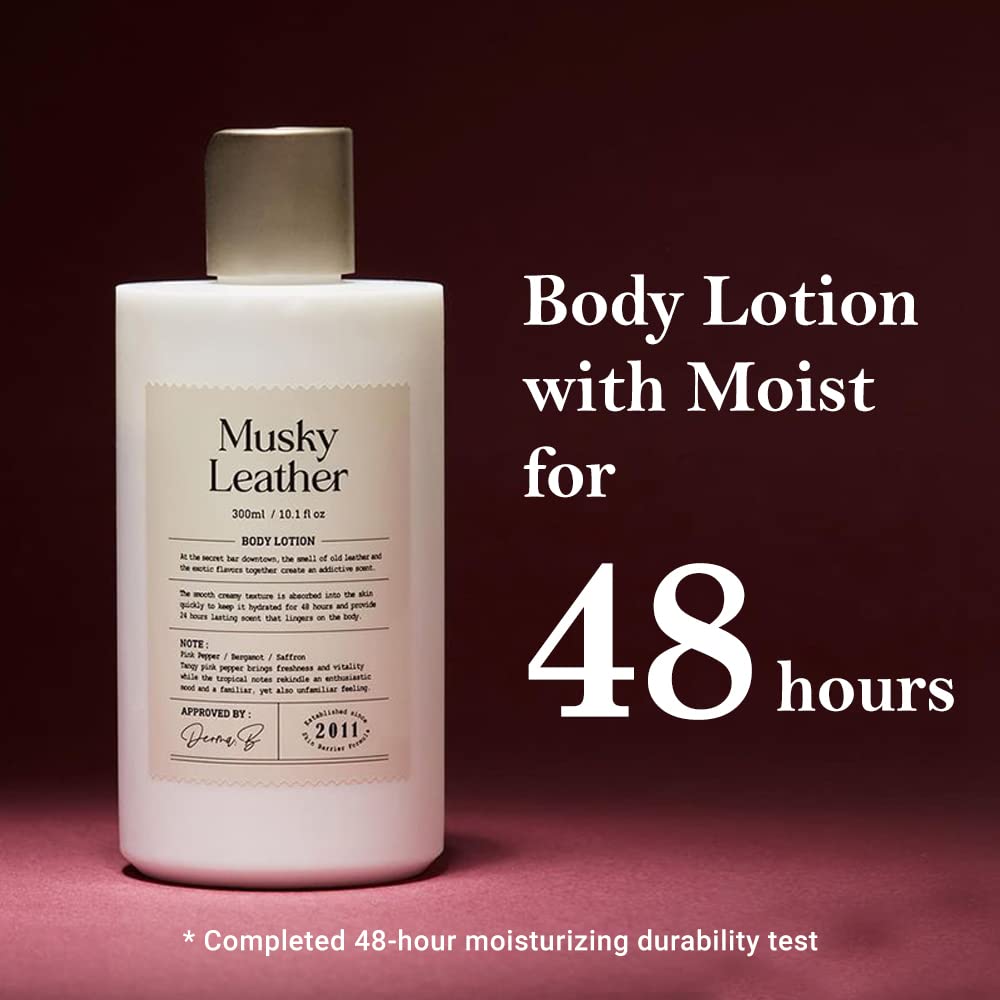 Derma B Narrative Body Lotion #Musky Leather | Daily Moisturizing Perfumed Body Milk| Long-Lasting Scent & Moisture| Non-Sticky Creamy Lotion| Aroma & Healing for Skin| Kbeauty, 300ml 10.1 Fl Oz : Beauty & Personal Care