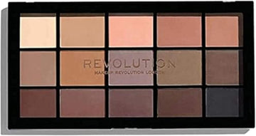 Makeup Revolution Reloaded Eyeshadow Palette, Matte Eye Colours, 15 Shades, Basic Mattes, 16.5G