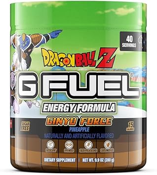 G Fuel Dragon Ball Z Energy Powder, Sugar Free, Clean Caffeine Focus Supplement, Water Mix, Pineapple Flavor, Focus Amino, Vitamin + Antioxidant Blend, 9.9 Oz (40 Servings)