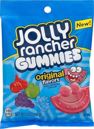 Jolly Rancher Assorted Fruit Flavored Gummies Candy, Movie Snack, 5 Oz Bag