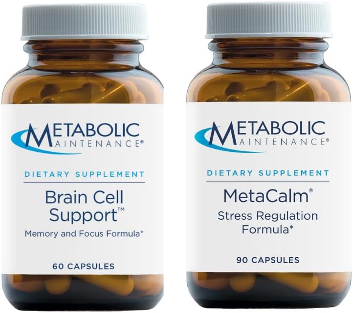 Metabolic Maintenance Brain Cell + Metacalm - Citicoline, DMAE, Phosphatidylserine + Ginkgo to Support Memory + Focus (60 Caps), Neurotransmitter Support with GABA, 5-HTP, L-Theanine (120 Caps)