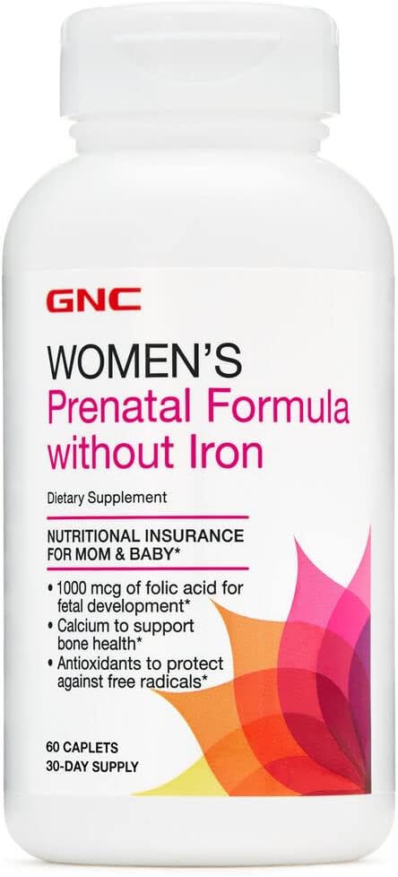 Gnc Women'S Prenatal Multivitamin Formula Without Iron | Support Pregnancy And Healthy Baby Development | Essential Nutrients Folic Acid, Zinc, Calcium Plus B Vitamins | 60 Caplets