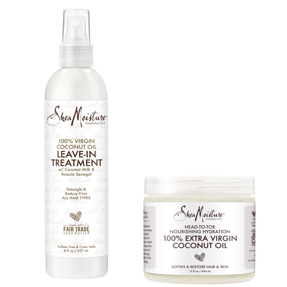 Sheamoisture 100 Percent Extra Virgin Coconut Oil Moisturizer And Leave-In Conditioner For Head-To-Toe Pampering Nourishing Hydration Skin And Hair Care With No Sulfates 2 Count