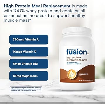 Bariatric Fusion Cappucino Meal Replacement 27G Protein Powder, 21 Serving Tub For Bariatric Surgery Patients Including Gastric Bypass And Sleeve Gastrectomy - No Gluten, Aspartame Or Sugar