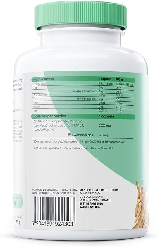 Osavi Ashwagandha Ksm–66® 200 Mg – 180 Vegan Capsules | Clinically Tested Stress Support | High–Potency Root Extract For Resilience | Mental Balance & Overall Wellbeing | Vegan & Clean Label