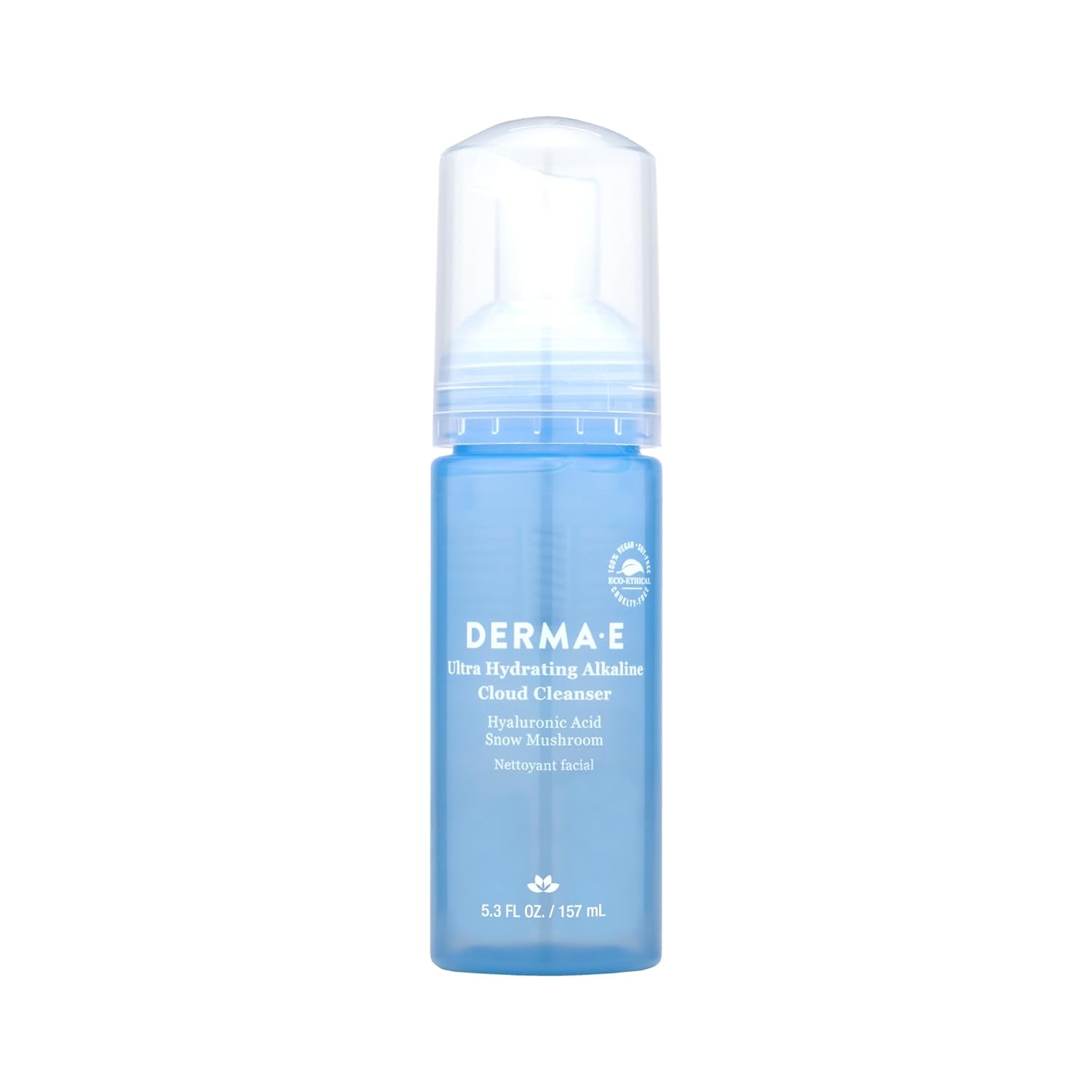 Derma E Ultra Hydrating Alkaline Cloud Cleanser – Gentle Foaming Face Wash With Hyaluronic Acid – Vegan Daily Facial Cleansing, 5.3 Oz