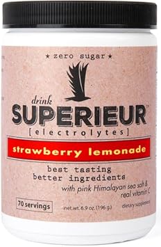 Superieur Electrolytes–Plant Based Electrolyte Supplement W/Sea Minerals For Hydration & Recovery–Keto Friendly, Non-Gmo, Zero Sugar, Vegan Healthy Sports Drink Powder–Strawberry Lemon(70 Serv)