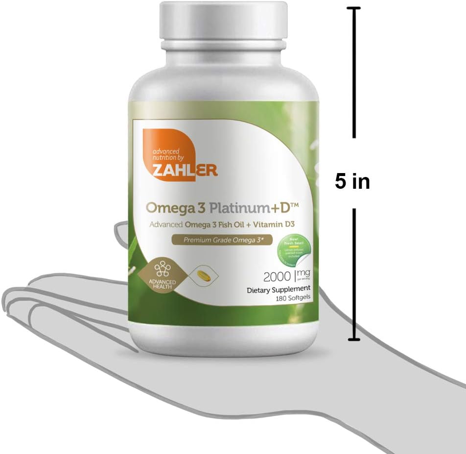 Zahler Omega 3 Platinum +D, All-Natural Pure Fish Oil Supplement, Burp