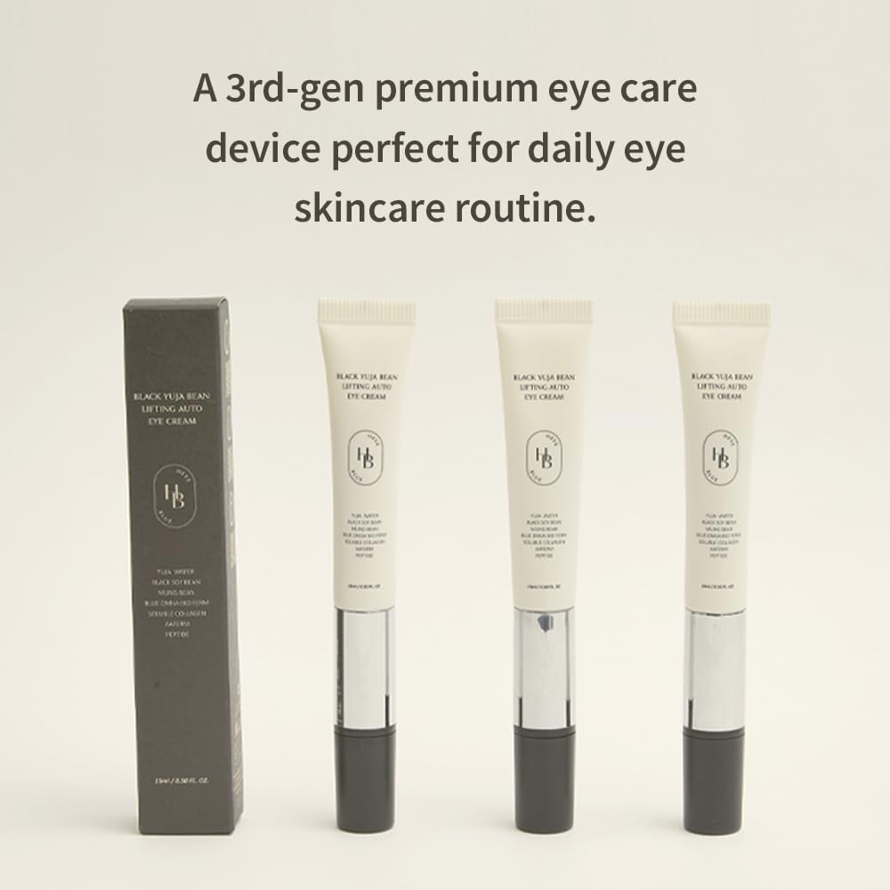 Heveblue Black Yuja Bean Lifting Auto Eye Cream - Sensitive Skin, Vegan, Hypoallergenic, Korean Skincare, Wrinkle Care Device, Vibration Face Massage, Anti Aging, Collagen, Vibrating : Beauty & Personal Care