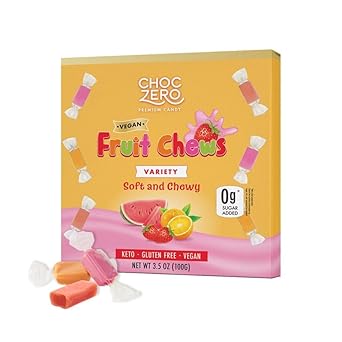 Choczero Chewy Candy Variety Pack, Sugar Free, All Natural, Vegan, Orange Strawberry And Watermelon Candy, 3.5 Ounce (Pack Of 1)