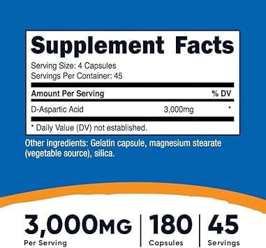 Nutricost D-Aspartic Acid (Daa) Capsules 3000Mg Per Serving (180 Capsules) - Non-Gmo