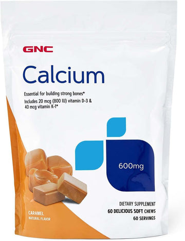 Gnc Calcium 600Mg Soft Chews | Essential For Building Strong Bones | Caramel | 60 Count