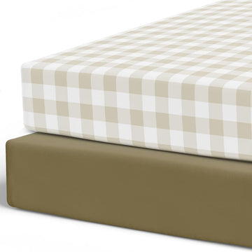 Pobibaby - 2 Pack Premium Fitted Baby Boy Crib Sheets For Standard Crib Mattress - Ultra-Soft Jersey Knit, Safe And Snug, And Stylish Ocean Crib Sheet (Gingham Khaki)