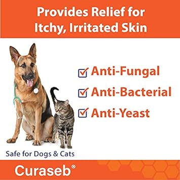 Curaseb Medicated Topical Wipes for Dogs & Cats - Relieve Skin Issues, Hot Spots & Acne - 50 Wipes