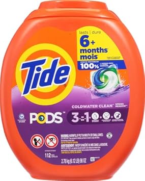 Tide Pods Laundry Detergent Pods, Spring Meadow Scent, 112 Count, Concentrated Laundry Soap Detergent, Stain Remover And Color Protector