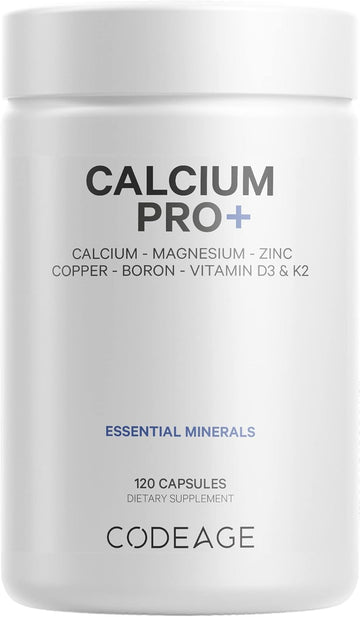 Codeage Calcium 500Mg Supplement + Magnesium Zinc Copper Boron - Elemental Calcium Vitamin D3 Vitamin K2 - Bones Teeth Immune System Support Pills - 2-Month Supply- Non-Gmo - 120 Capsules