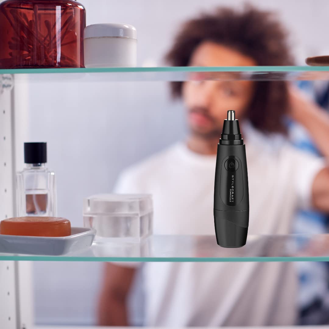 Stylecraft Schnozzle Cordless Nose And Ear Trimmer, Water Resistant, Portable, Led Light, Matte Black : Beauty & Personal Care