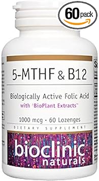 Bioclinic Naturals 5-Mthf & B12 Biologically Active Folic Acid - 60 Lozenges