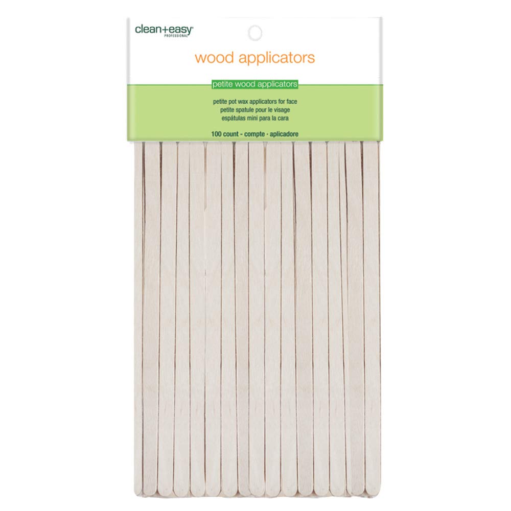 Clean + Easy Wooden Applicator Waxing Sticks – Small Wax Sticks For Hair Removal On Upper Lip & Eyebrow, 100 Count