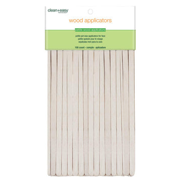 Clean + Easy Petite Wooden Applicator Waxing Sticks – Small Wax Sticks For Hair Removal Waxing, 100 Count