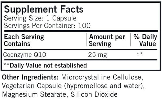 Kirkman Coenzyme Q10 25 Mg - Hypoallergenic || 100 Vegetarian Capsules || Coq10 || Supports Immune System || Gluten And Casein Free || Capsules Are Plant Based