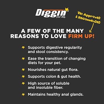 Diggin' Your Dog Firm Up Pumpkin for Dogs & Cats, 100% Made in USA, Pumpkin Powder for Dogs, Digestive Support, Apple Pectin, Fiber, Healthy Stool, 1 oz