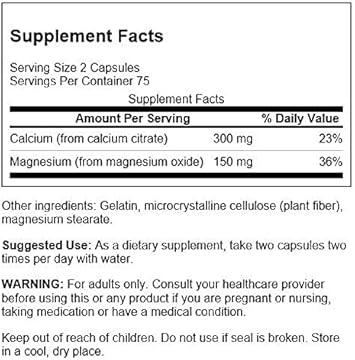 Swanson Calcium Citrate Plus Magnesium - Mineral Supplement Promoting Strong Bones, Energy Production, & Muscle Relaxation - May Support Cardiovascular Health - (150 Capsules)