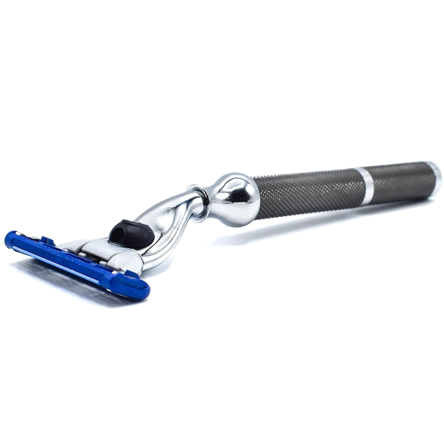 Parker 42M Heavyweight All-Metal Triple Blade Razor – Shaving Razor With Brass Frame + Deluxe Textured Graphite Gray Handle - One Gillette Mach 3 Razor Blade Included : Beauty & Personal Care