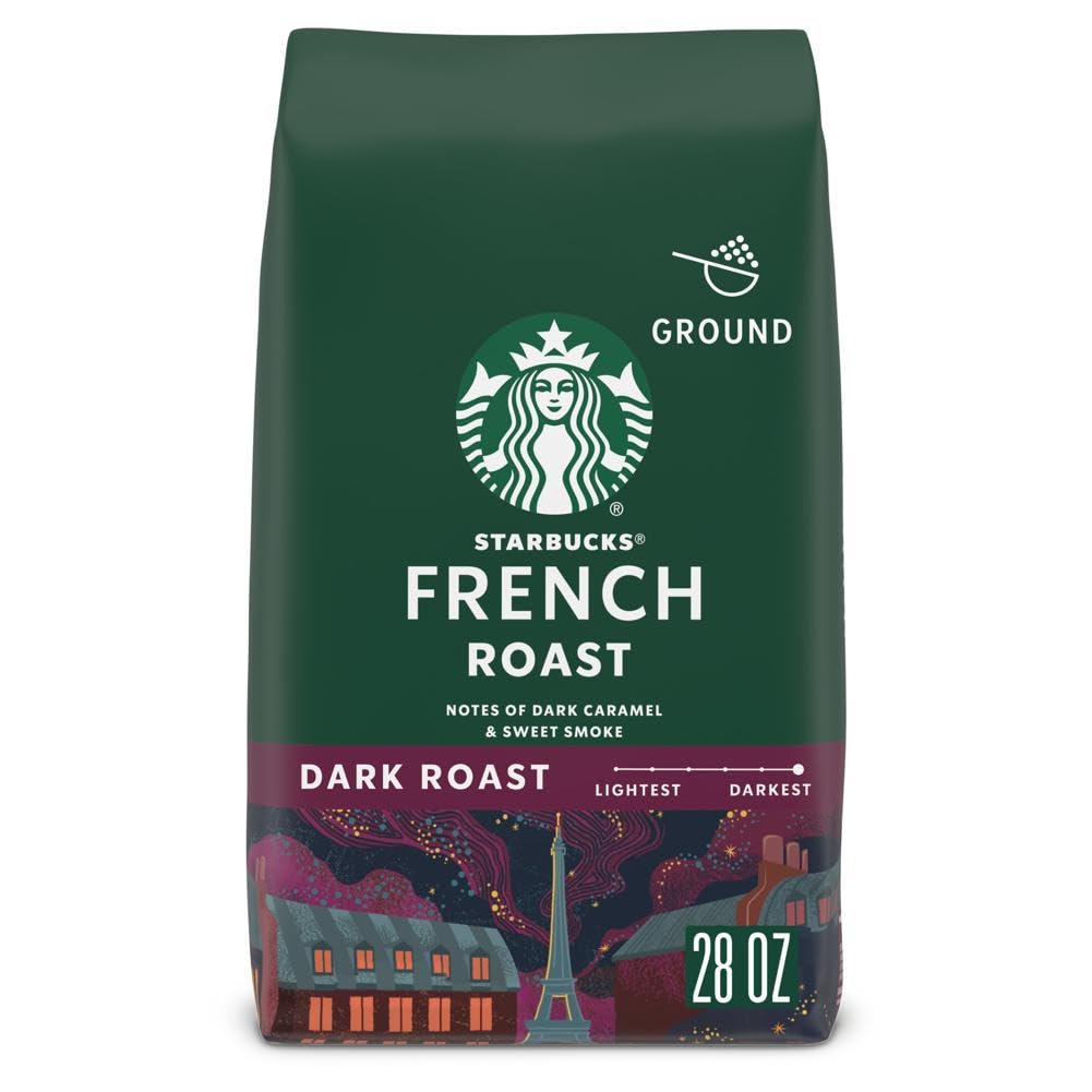 Starbucks Ground Coffee—Dark Roast Coffee—French Roast—100% Arabica—1 bag (28 oz) - (Packaging May Vary)