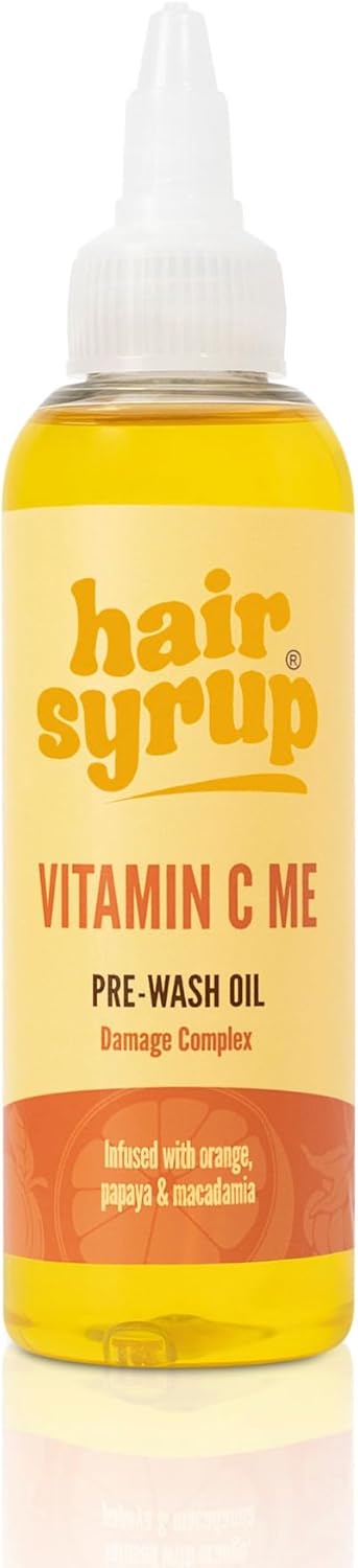 Hair Syrup | Vitamin C Me Pre-Wash Hair Oil | Revive Fragile, Delicate Strands | Made With Sweet Orange Oil, Papaya & Macadamia | Vegan | 100% Natural | 300Ml Pump Bottle Applicator